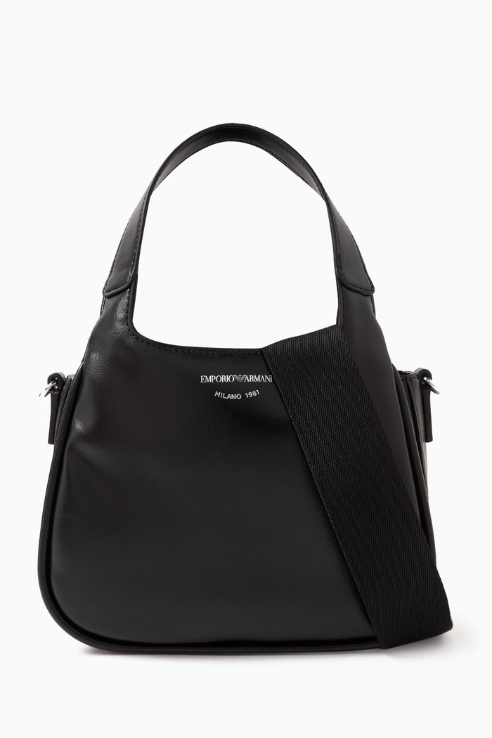 

Small Hobo Shoulder Bag in Leather, Black