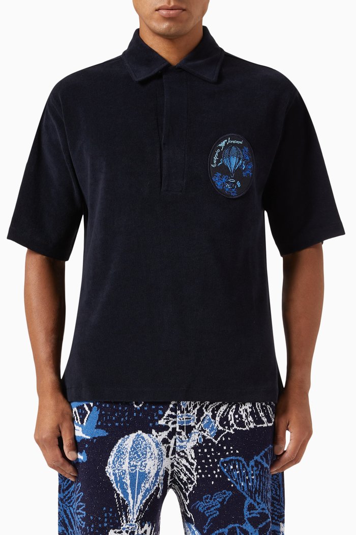 Polo Shirt in Cotton Terry, Blue