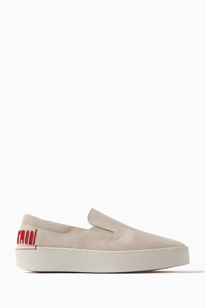 

Slang Slip On Loafers in Suede, Neutral