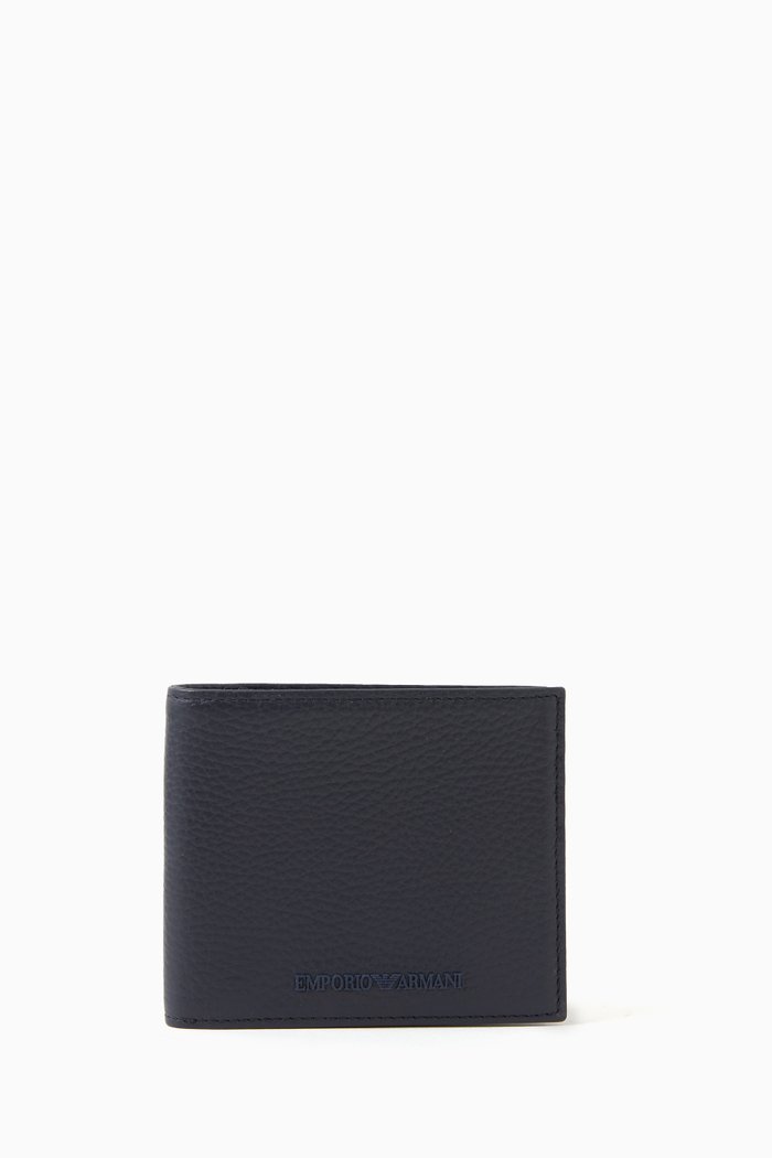 

Bi-fold Wallet in Tumbled Leather, Blue