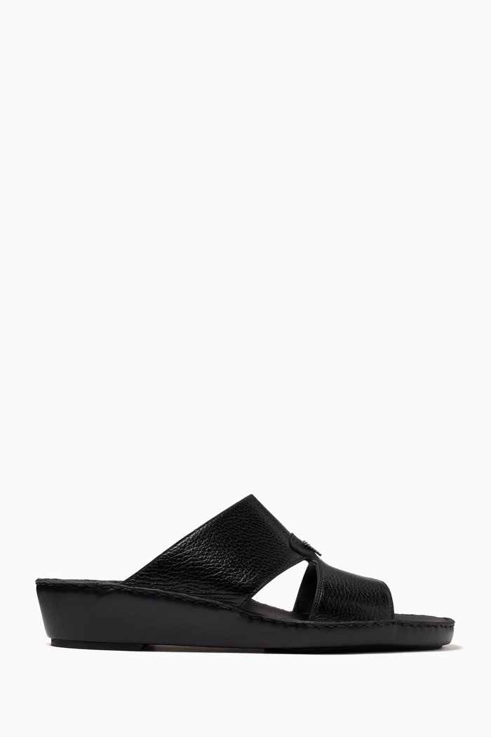 

Logo Sandals in Leather, Black