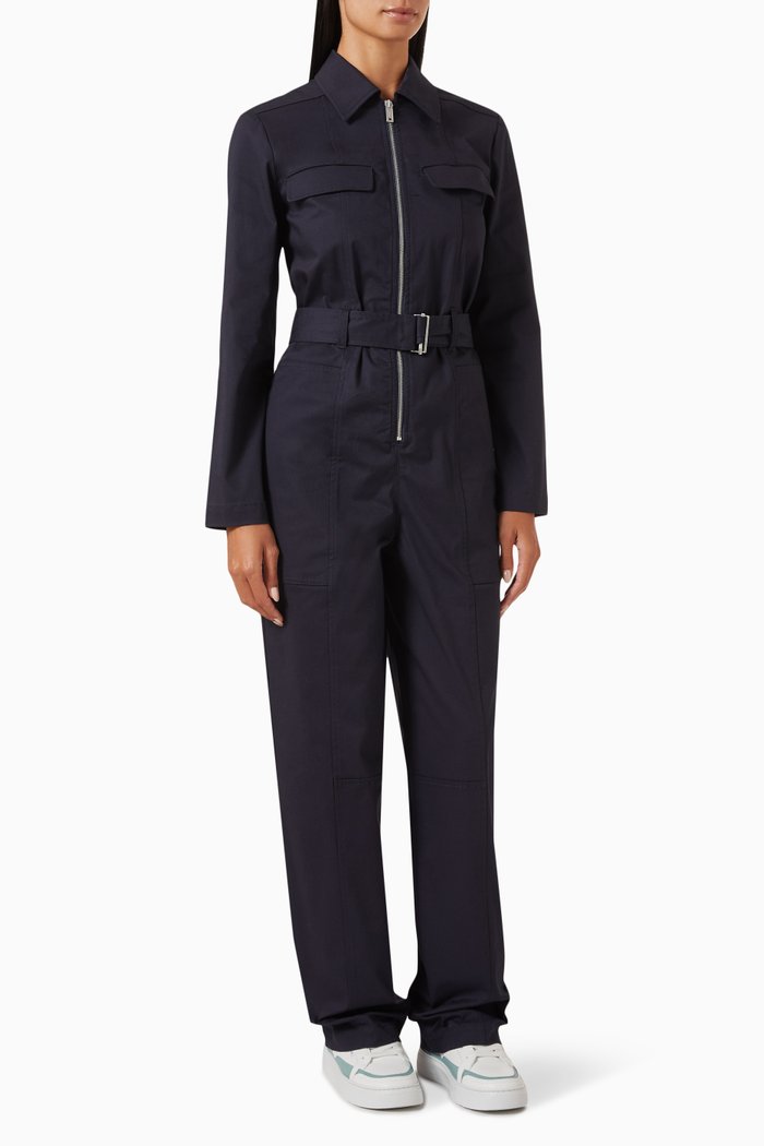 

Belted Jumpsuit in Organic Cotton, Blue