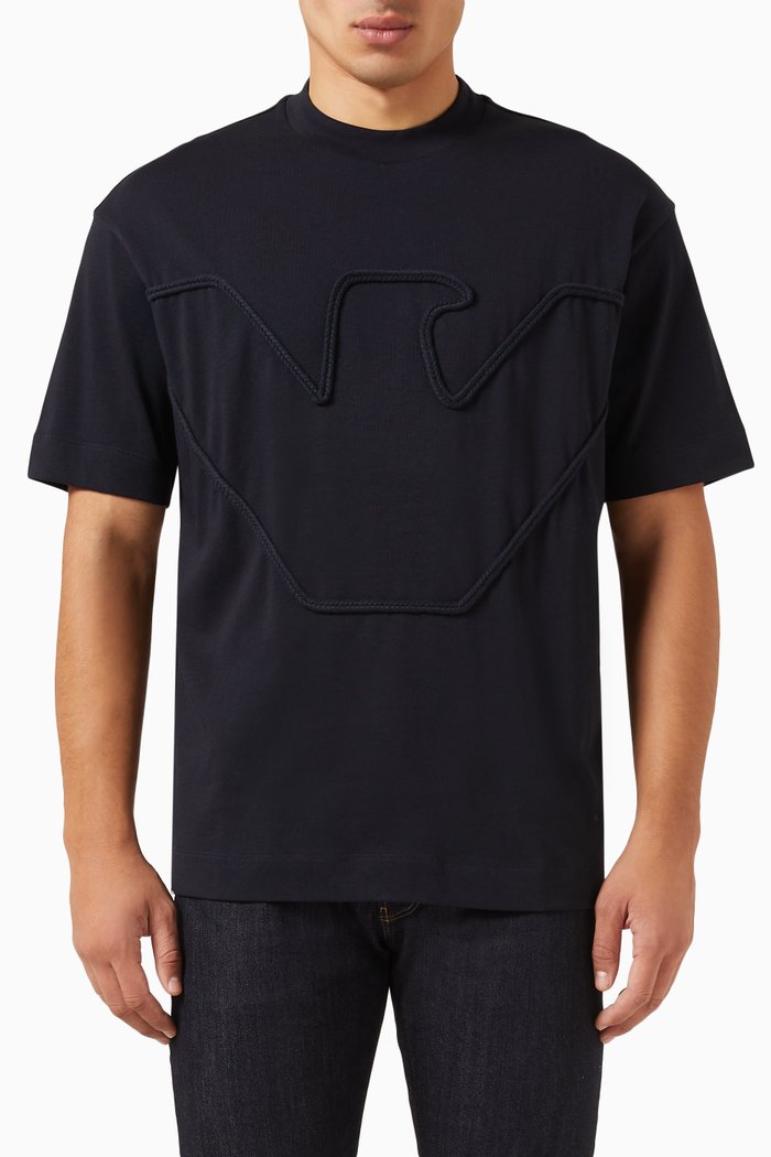 Eagle Logo T-shirt in Cotton Jersey, Blue