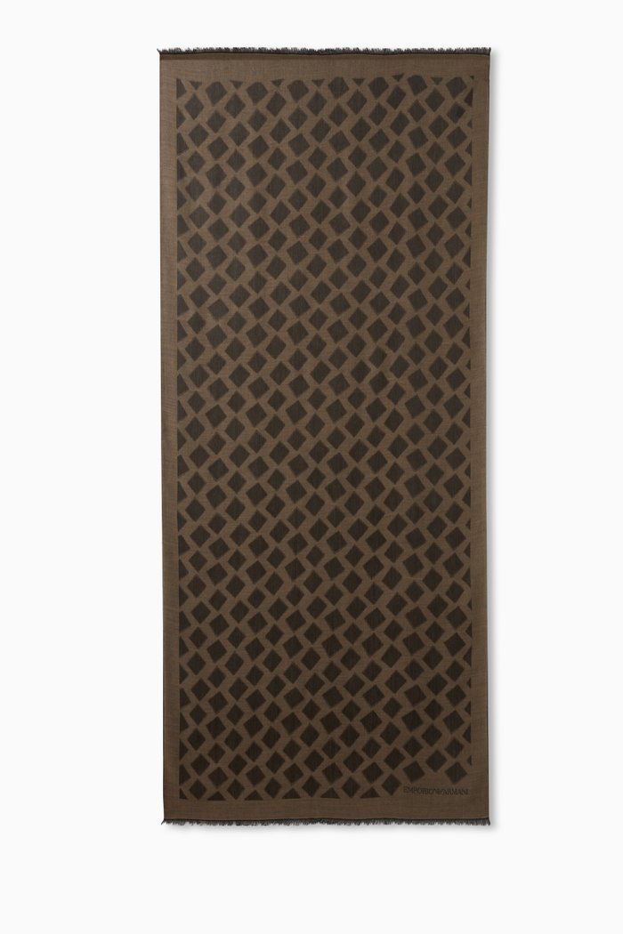

Jacquard Motif Scarf in Wool-blend, Neutral