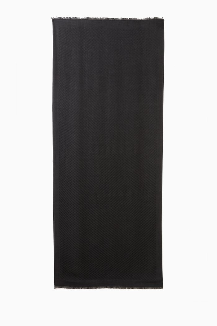 

Jacquard Motif Scarf in Wool-blend, Grey
