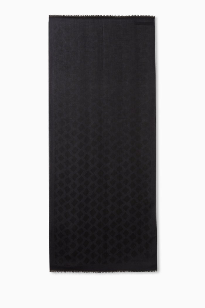 

Jacquard Motif Scarf in Wool-blend, Blue