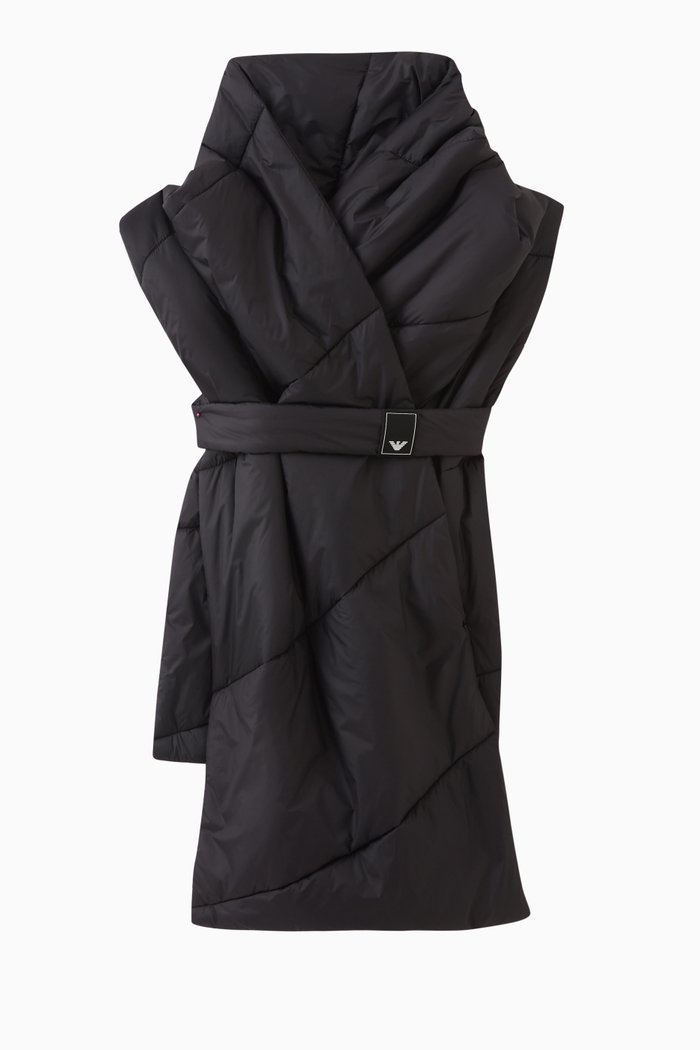 

Travel Essentials Padded Scarf in Quilted Nylon, Black