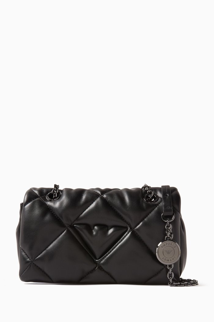 

Front Flap Crossbody Bag in Nappa Leather, Black