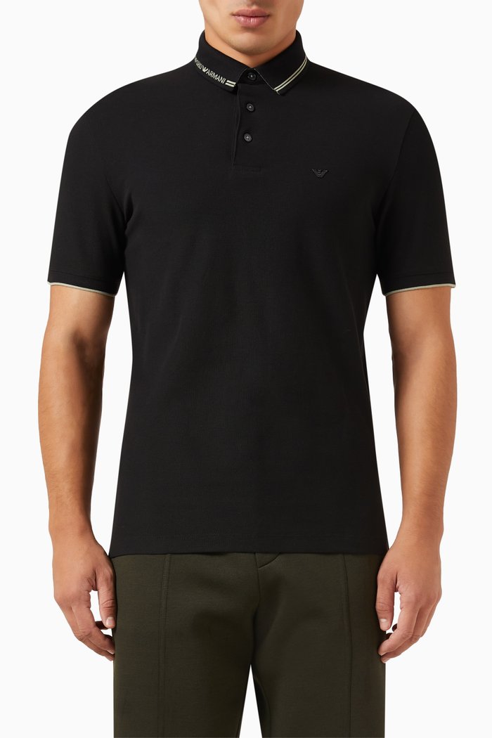 

Logo Polo Shirt in Cotton, Black
