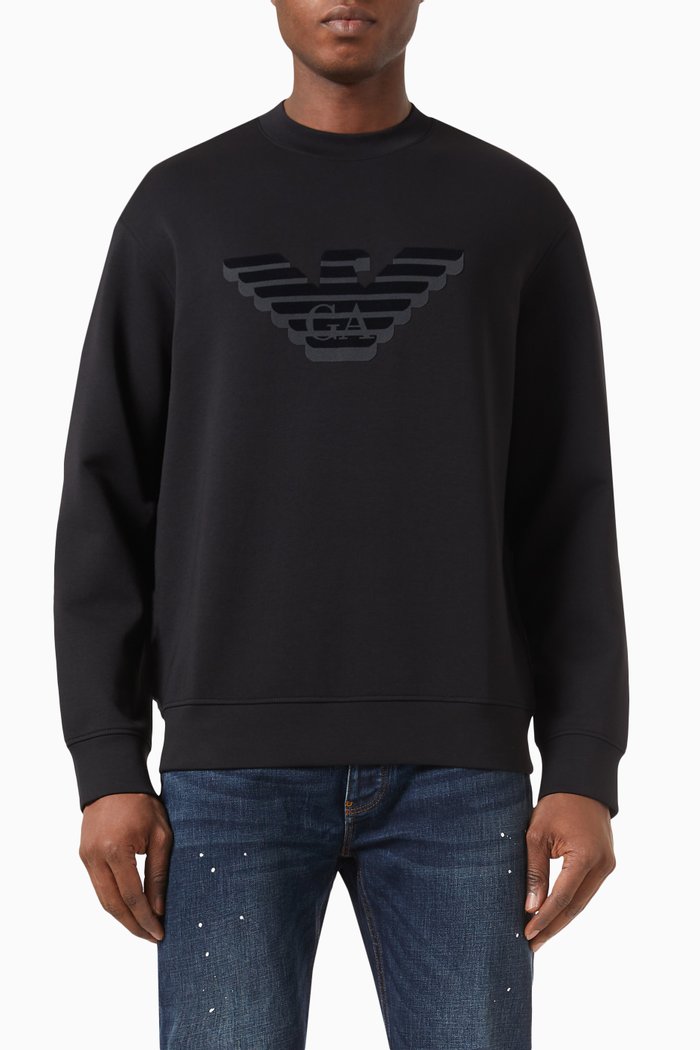 

Eagle Logo Sweatshirt in Jersey, Black