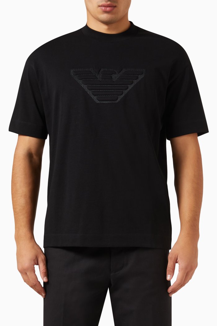

Padded Eagle T-Shirt in Cotton, Black