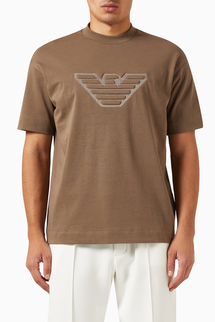 

Padded Eagle T-Shirt in Cotton, Brown