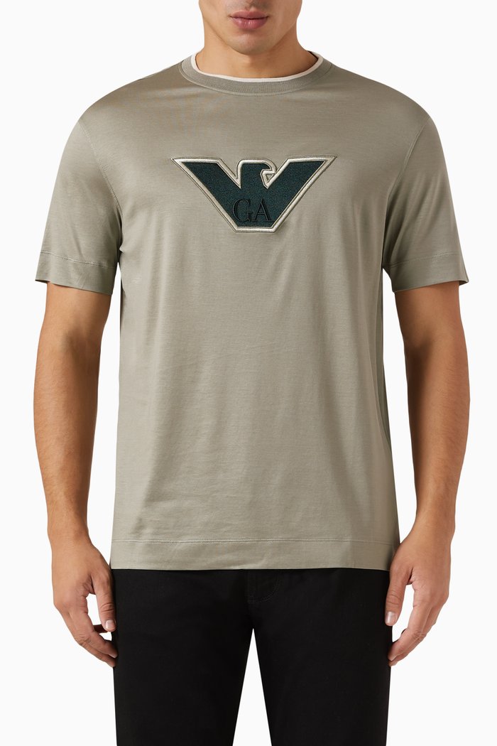 Logo T-shirt in Cotton Jersey, Green