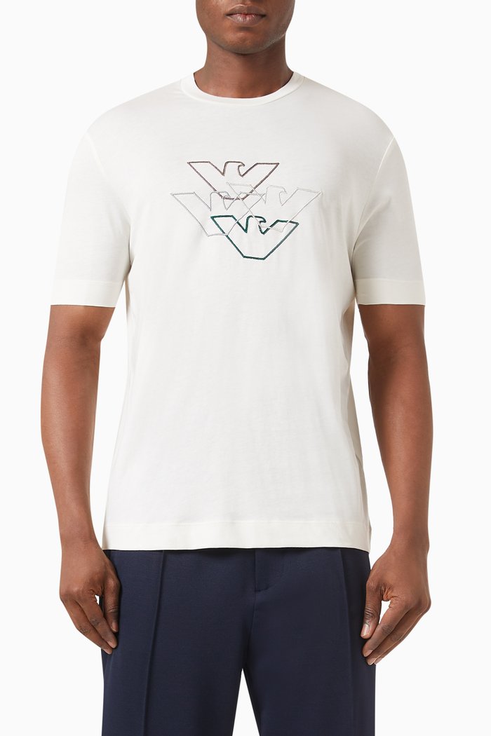 

Eagle Logo-embroidered T-shirt in Jersey, Neutral