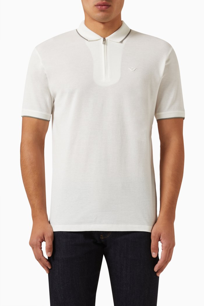 

Eagle Logo Embroidered Polo Shirt in Cotton, White