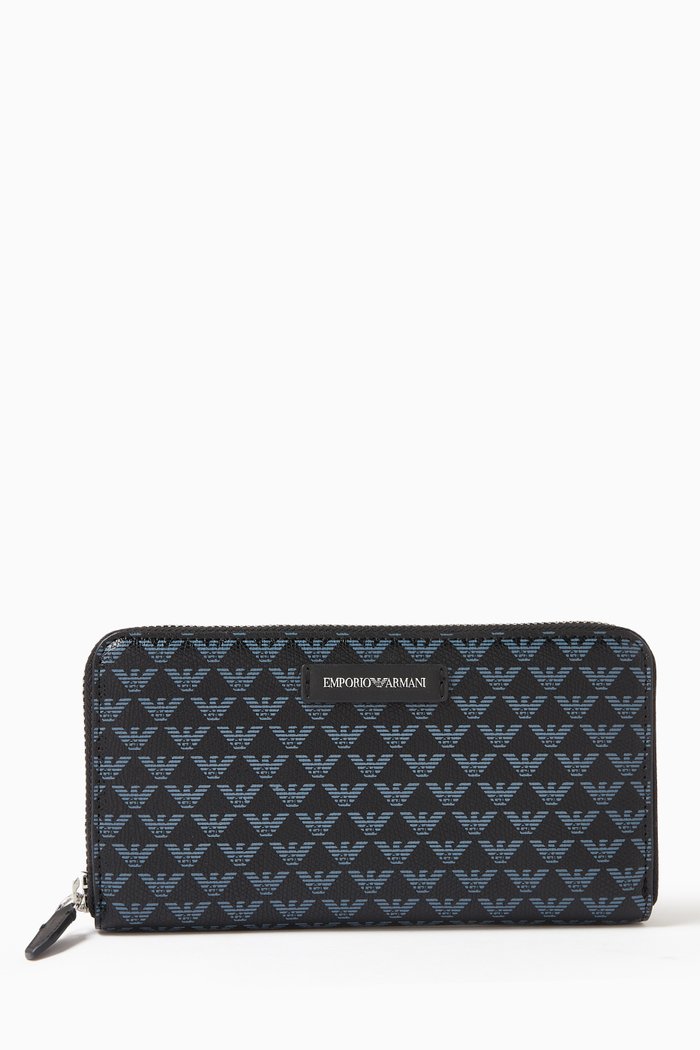 

EA Eagle Zip-around Wallet in Faux Leather, Black