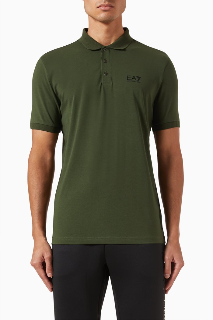 

EA7 Logo Polo Shirt in Cotton, Green