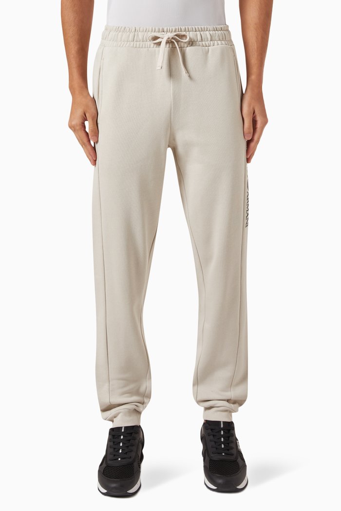 

EA7 Logo Sweatpants in Cotton Jersey, Grey