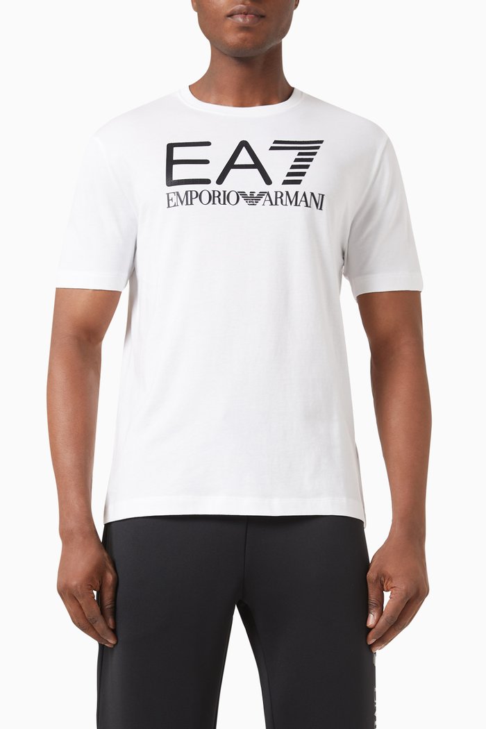 

EA7 Logo T-shirt in Cotton-jersey, White