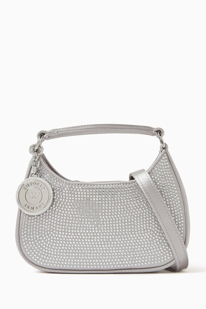 

XSmall Crystal-embellished Bag in Satin, Silver