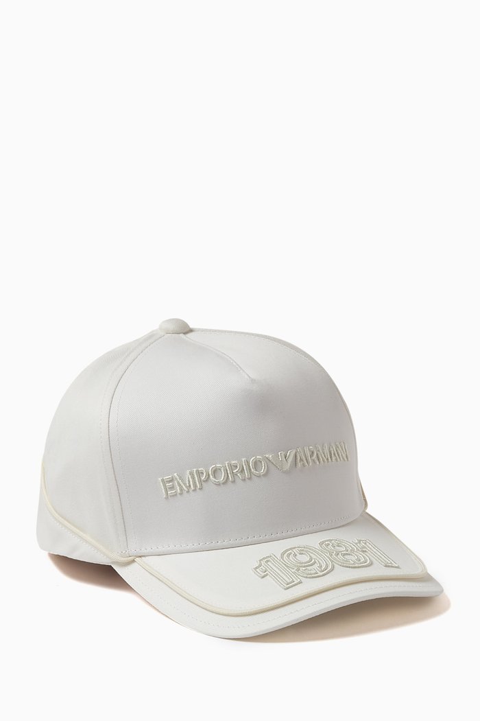 

EA Embroidered Baseball Hat in Gabardine, White