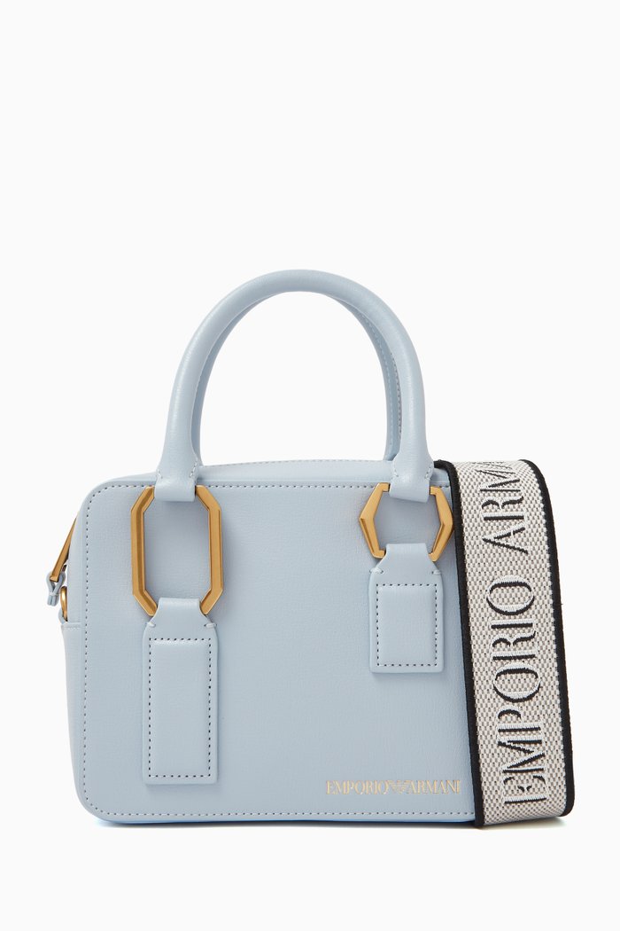 

Medium EA Top Handle Bag in Leather, Blue