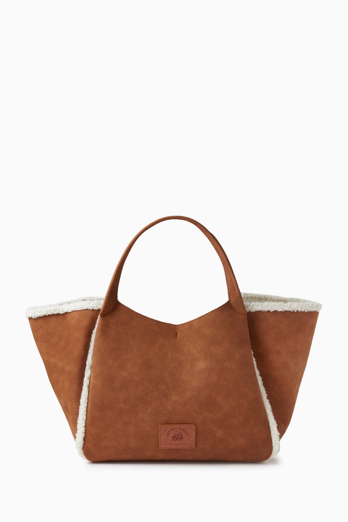 

Large Chalet Capsule Collection Tote Bag in Suede, Neutral