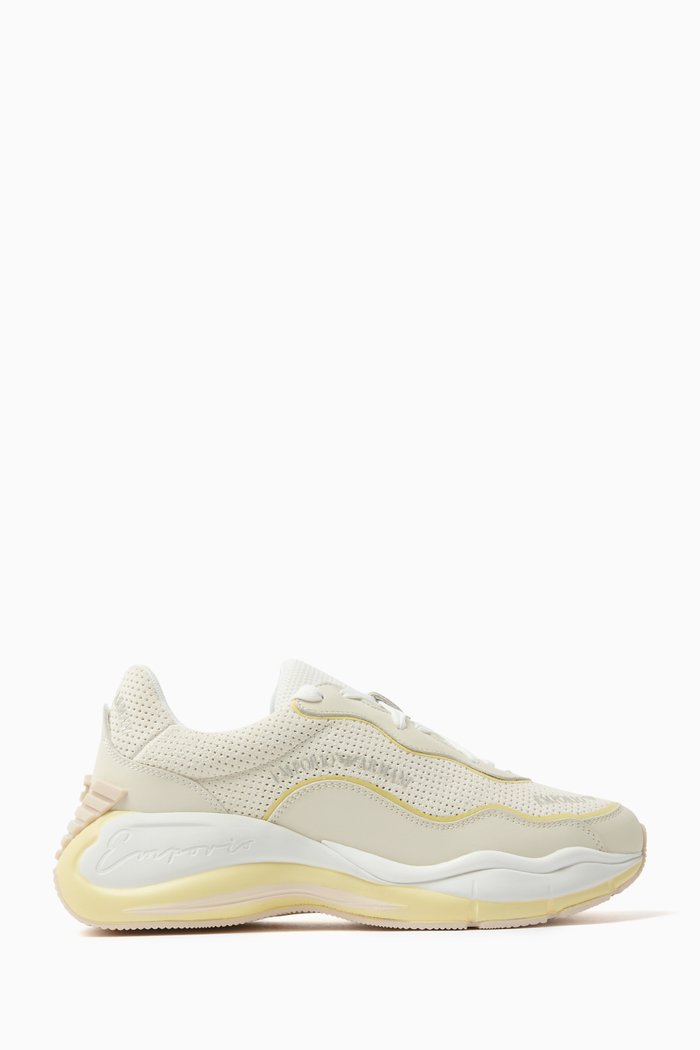

Chunky Low-top Sneakers in Suede & Leather, Neutral