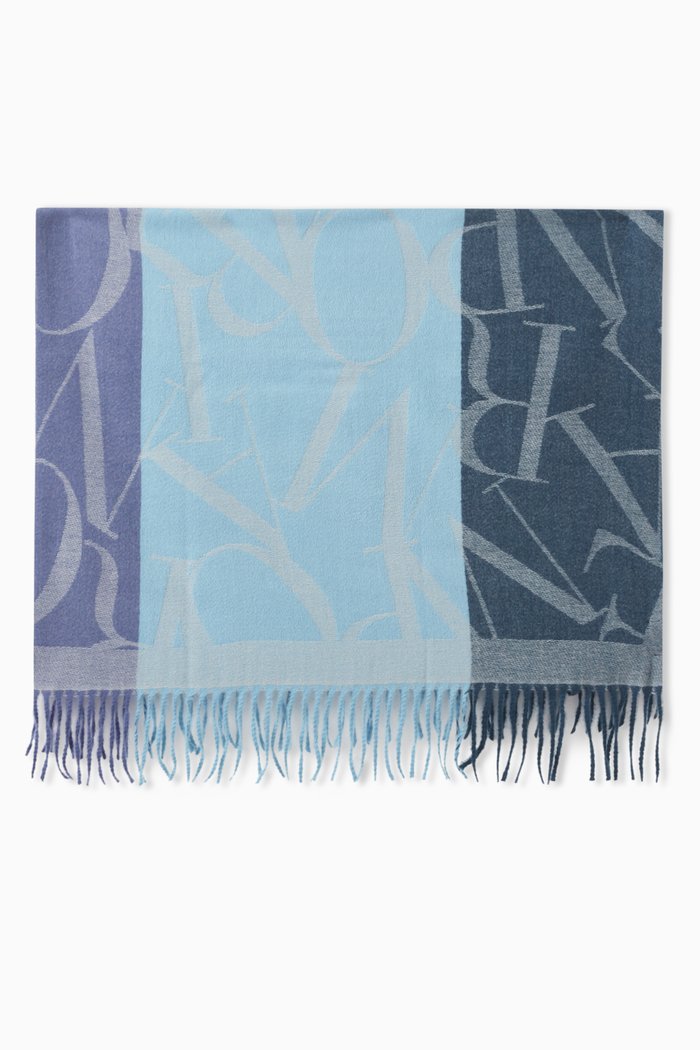 Logo Scarf in Jacquard, Blue