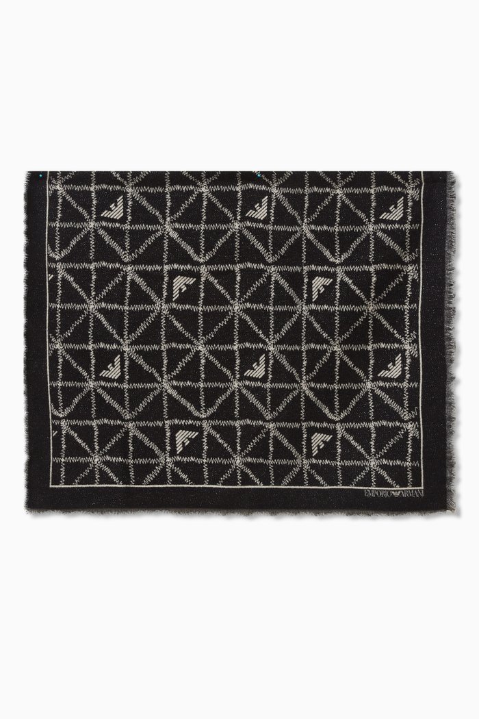Logo Scarf in Jacquard, Black
