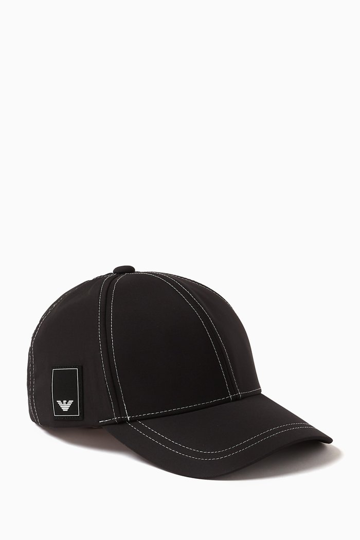 

Logo Patch Baseball Cap in Gabardine, Black