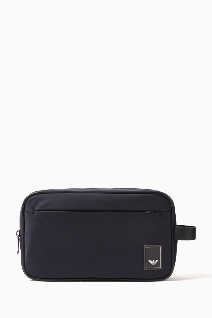 

Logo-patch Wash Bag in Nylon, Blue