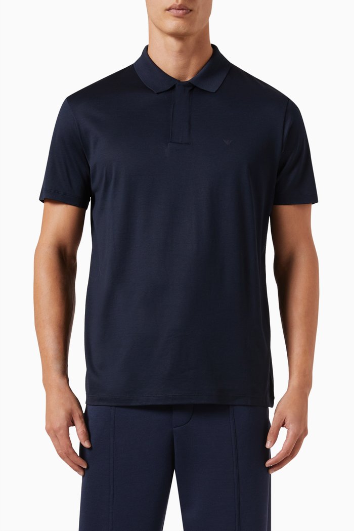 

Logo Polo Shirt in Lyocell Blend, Blue