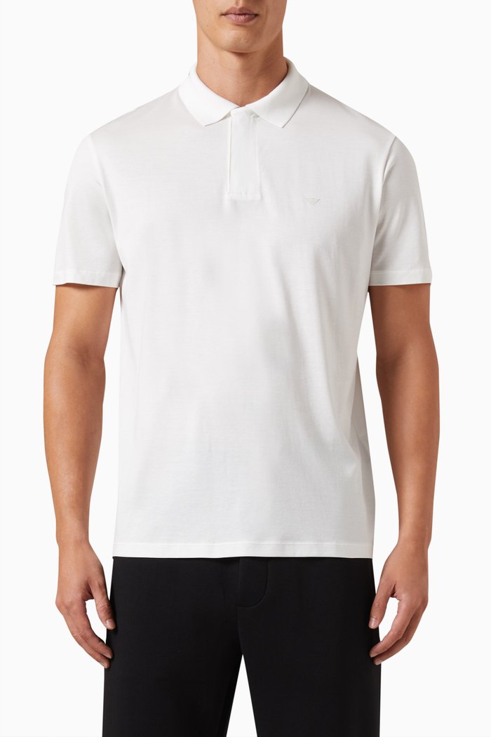 

Logo Polo Shirt in Lyocell Blend, White