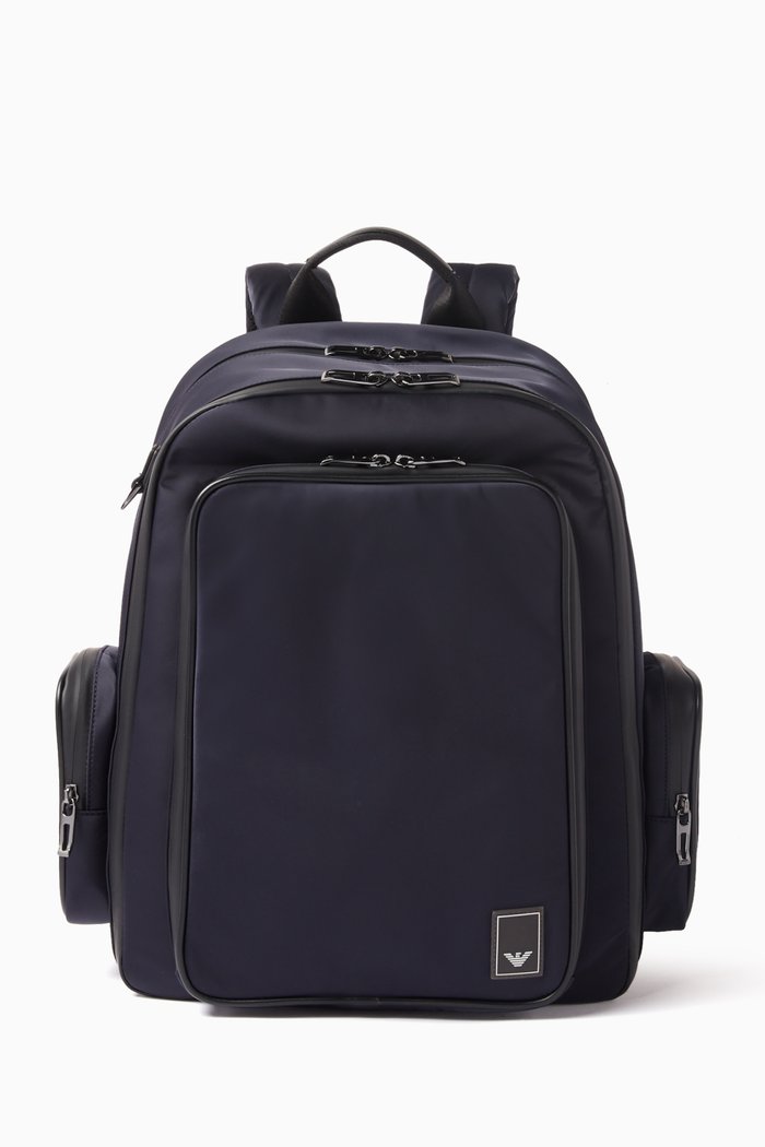 

Travel Essential Logo Patch Backpack in Nylon, Blue