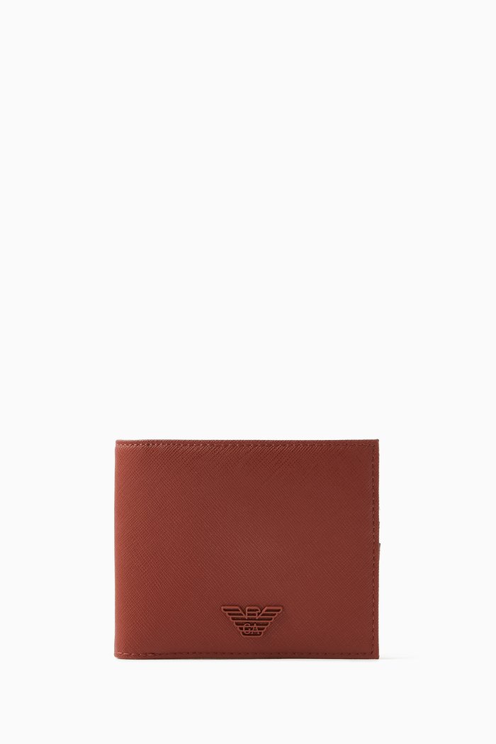

EA Eagle BiFold Wallet in Saffiano Leather, Orange