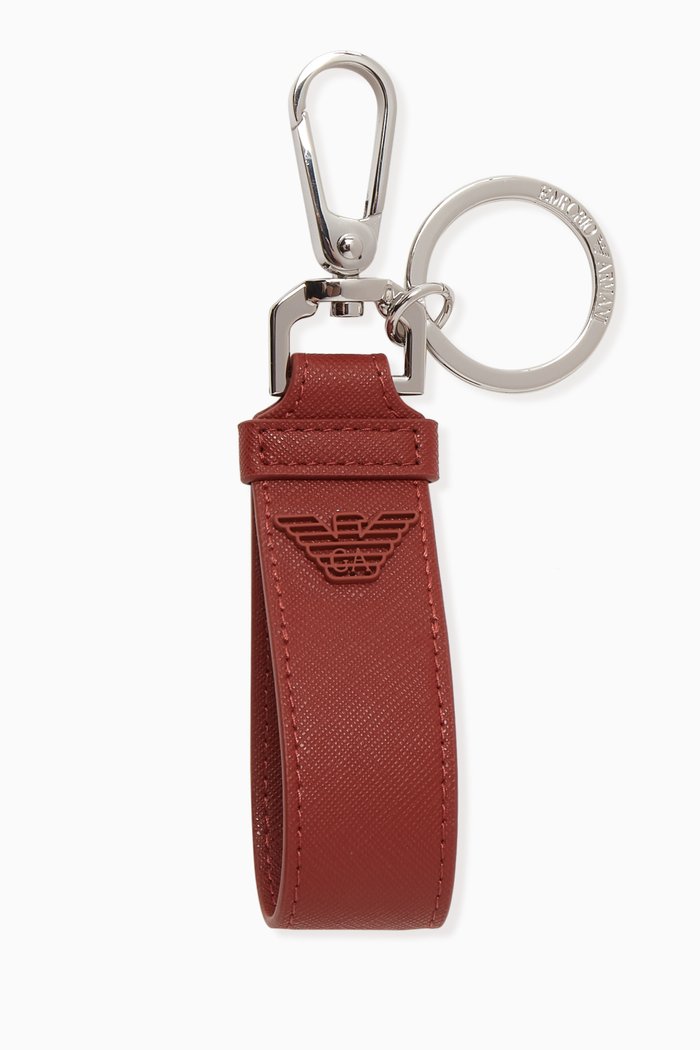 

EA Eagle Keychain in Saffiano Leather, Orange
