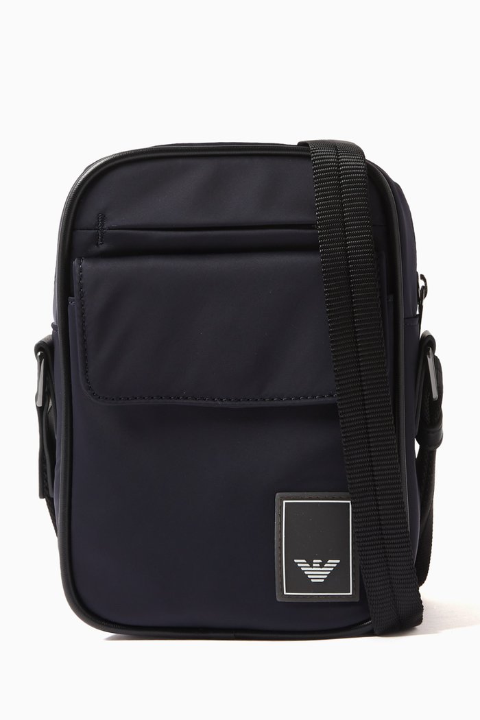 

EA Eagle Logo Crossbody Bag in Nylon, Blue