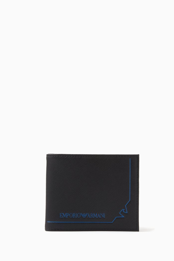 

Logo Bi-fold Wallet in Regenerated Leather, Black