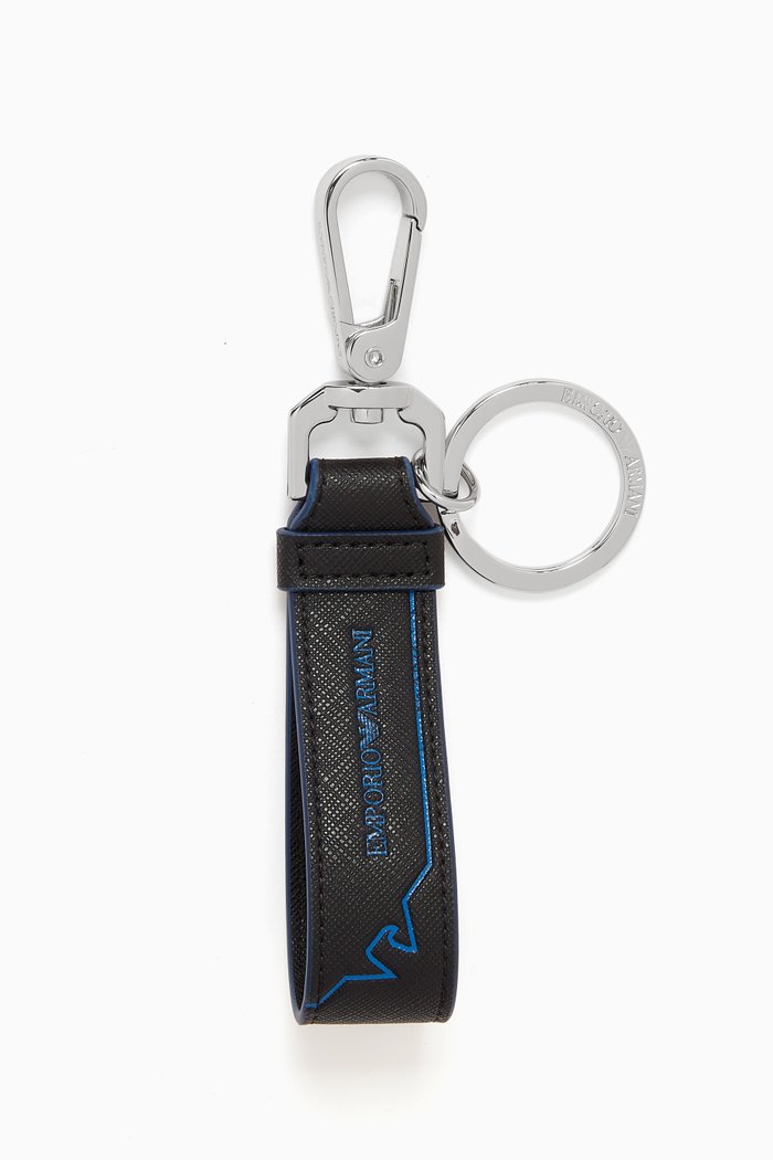 

Logo Keyring in Regenerated Leather, Black