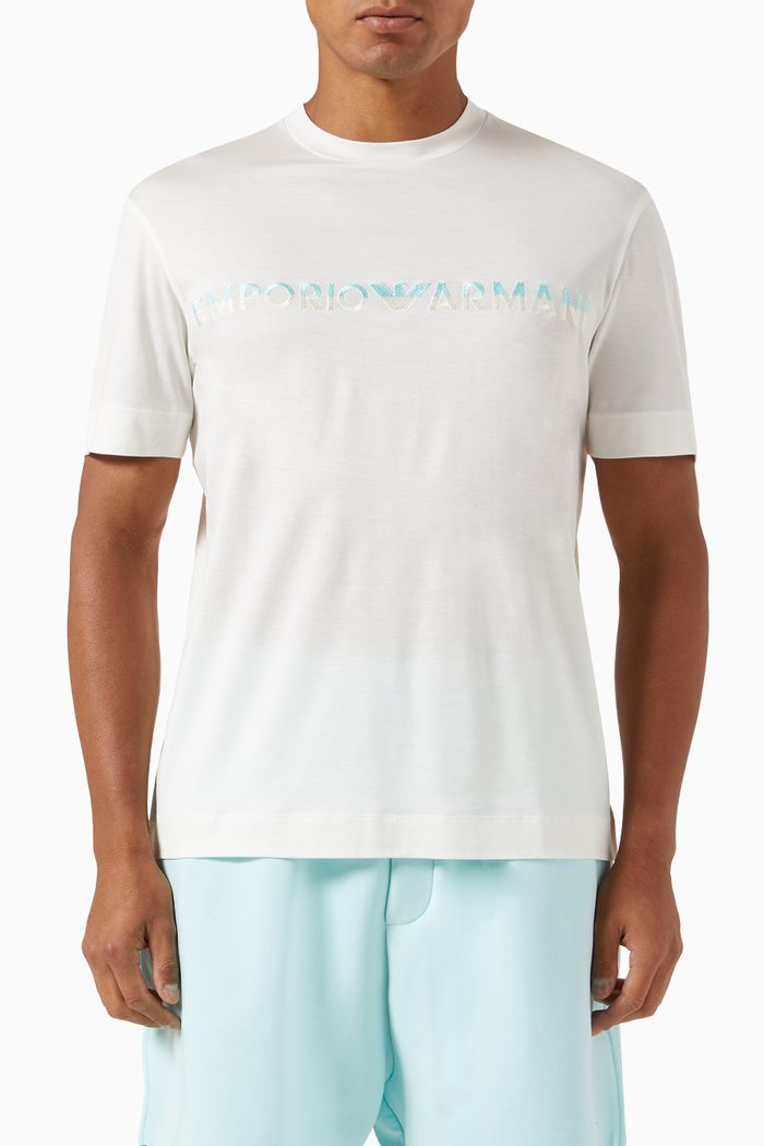 

Macro Logo T-shirt in Cotton Jersey, White