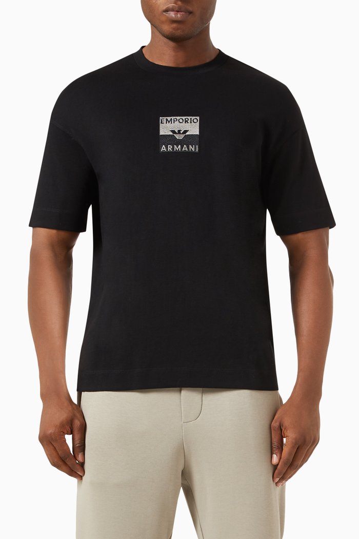 

Embroidered-logo T-shirt in Cotton-jersey, Black