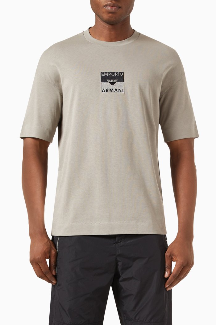 

Embroidered-logo T-shirt in Cotton-jersey, Grey