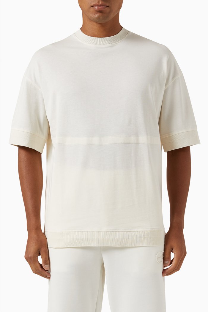 Micro EA Oversized T-shirt in Cotton Jersey, White