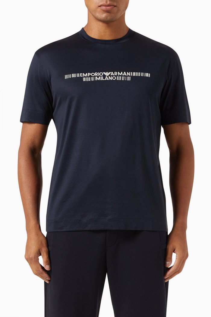Logo T-shirt in Cotton Jersey, Blue