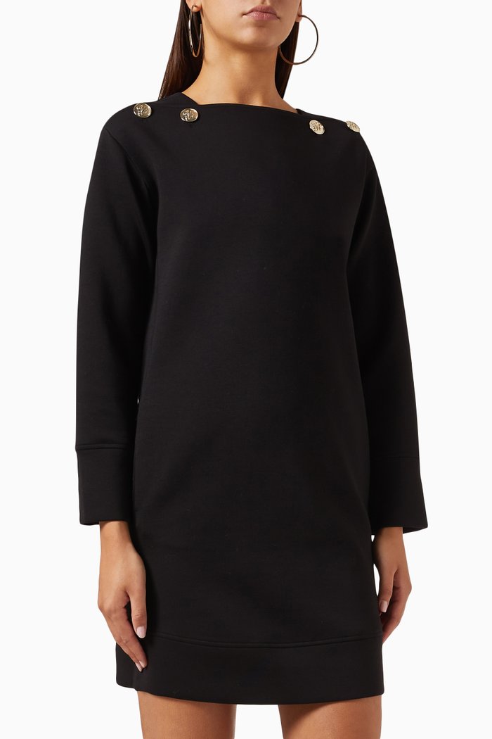 

Logo-button Mini Dress, Black