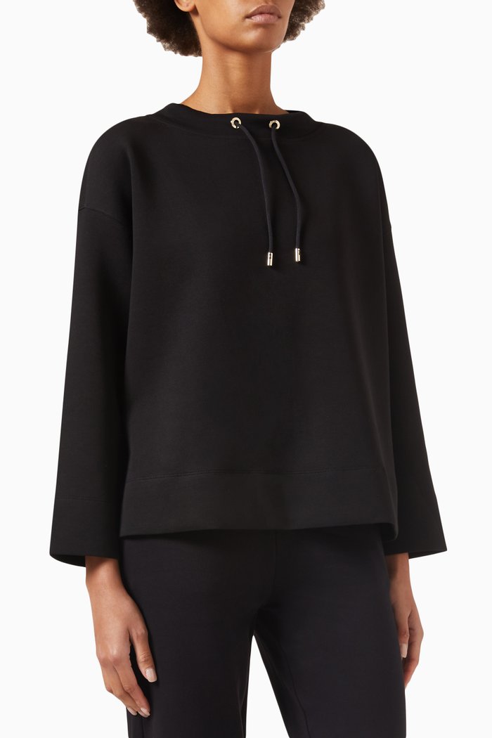

Drawstring-collar Sweatshirt, Black