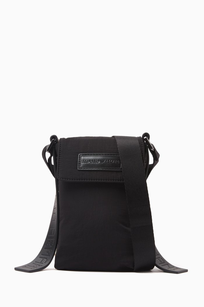 

Phone Holder Crossbody Bag in Nylon, Black