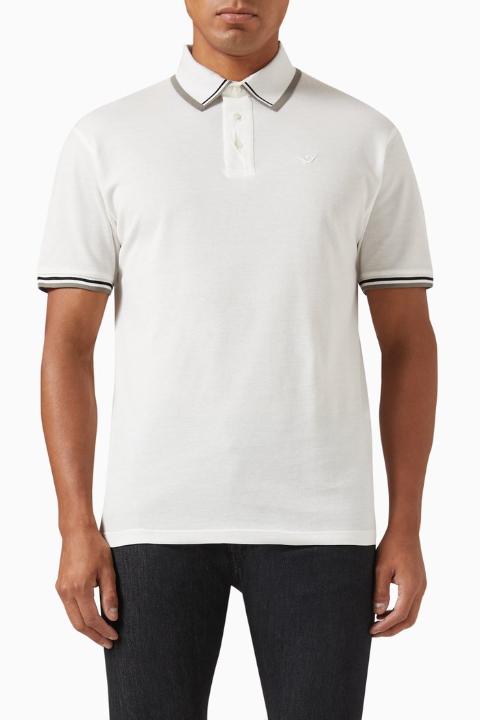 

Logo Print Polo Shirt in Cotton, White