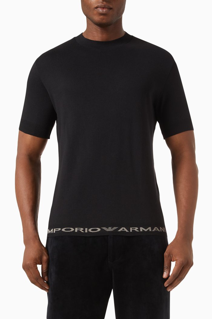 

Logo Tape T-shirt in Cotton Jersey, Black